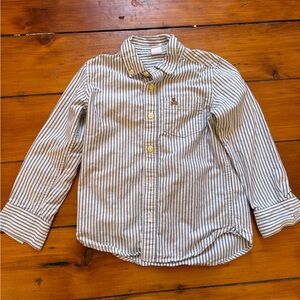 GAP Kids Navy and White Striped Button Down Shirt, Size 5